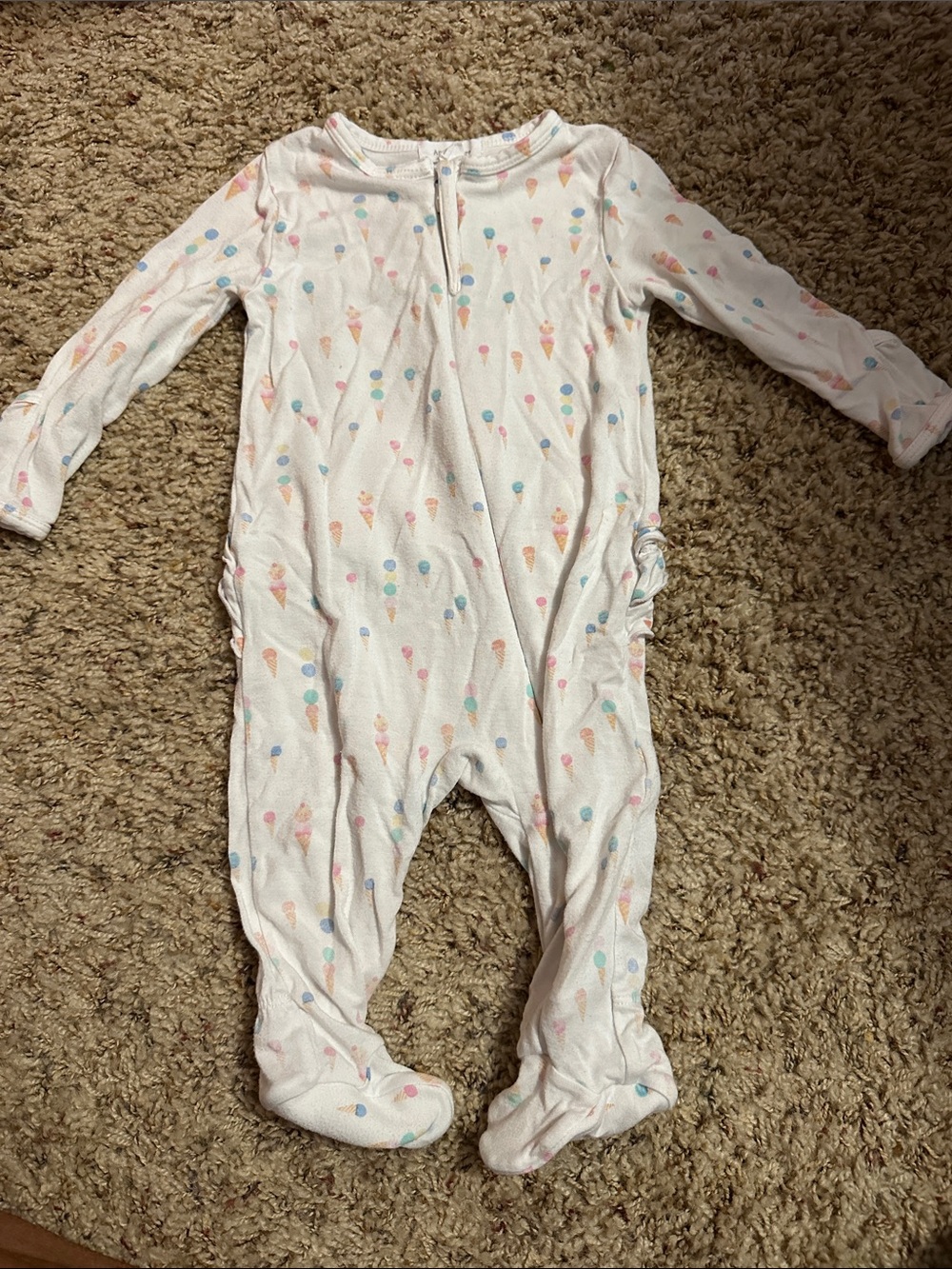 Angel Dear White Kids One-Piece Footed Sleeper with Pastel Print size 3-6 mos.